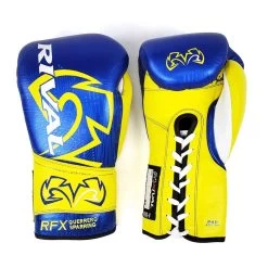 Rival RFX-Guerrero Lace Up Sparring Gloves – P4P Edition -Professional Boxing Equipment Store Rival RFX Guerrero Lace Up Sparring Gloves P4P Edition BlueYellow2