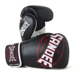 Sandee Cool-Tec Leather Sparring Glove – Black/White/Red