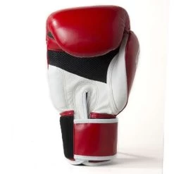 Sandee Cool-Tec Leather Sparring Glove – Red/White/Black -Professional Boxing Equipment Store SandeeCoolTecVelcroRedWhiteBlackLeatherBoxingGloveBack