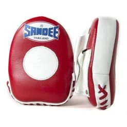 Sandee Leather Mini Focus Mitt – Black/White -Professional Boxing Equipment Store SandeeLeatherRedWhiteMiniFocusMitt