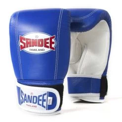 Sandee Leather Bag Glove – Black/White -Professional Boxing Equipment Store SandeeVelcroBlueWhiteLeatherBagGlove2 2