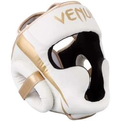 Venum Elite Cheek Headguard – Black/White -Professional Boxing Equipment Store VENUMELITEHEADGEARwhitegold