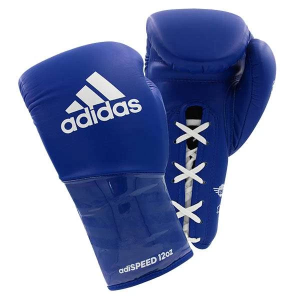 Adidas AdiSpeed Lace Up Boxing Gloves – Blue/White 1 Adidas AdiSpeed Lace Up Boxing Gloves – Blue/White