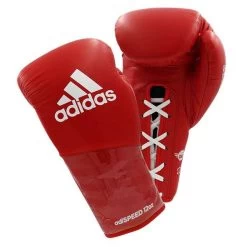 Adidas AdiSpeed Lace Up Boxing Gloves – Red/White