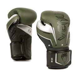 Venum Elite Evo Boxing Gloves – Khaki/Silver