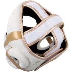 Venum Elite Cheek Headguard – White/Gold -Professional Boxing Equipment Store headgear elite white gold 1500 03