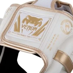 Venum Elite Cheek Headguard – White/Gold -Professional Boxing Equipment Store headgear elite white gold 1500 07