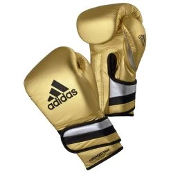 Adidas AdiSpeed Hook And Loop Boxing Gloves – Gold/Black/Silver