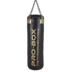 Pro-Box Champ Leather Hybrid 4ft Straight Punch Bag – Black/Gold