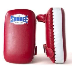 Sandee Small Extra Thick Synthetic Leather Flat Thai Kick Pads – Red/White